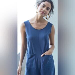 Callahan Sleeveless MIDI Length Jumpsuit with Pockets Marina Size M